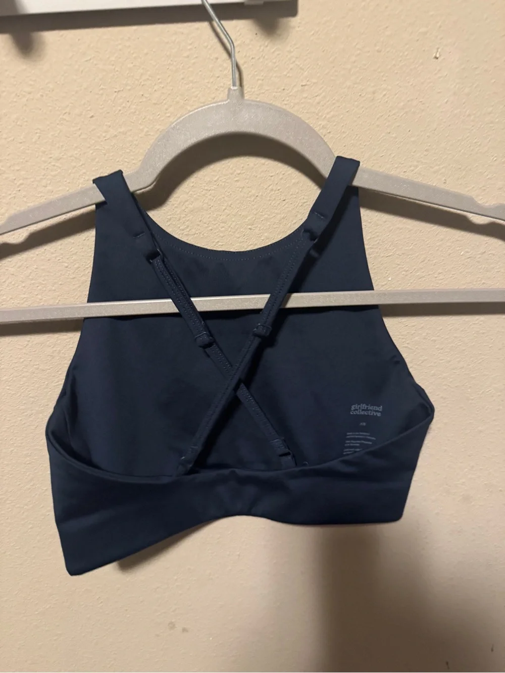 High-Neck Navy Crop Bralette - Women's Intimates| Girlfriend Collective| Topanga